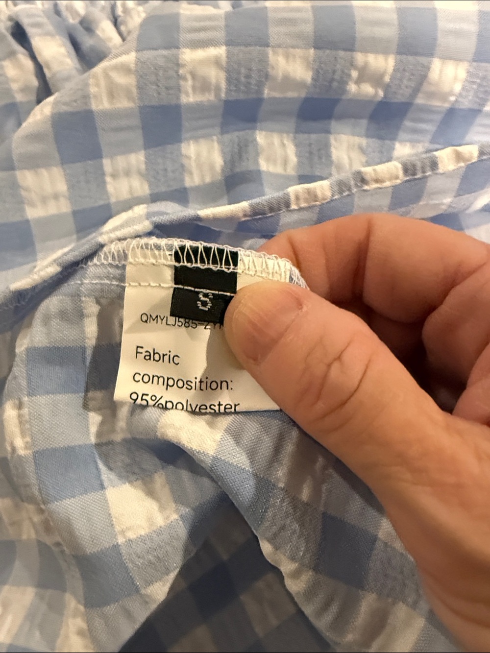 Blue Gingham Maxi dress- Smocked Waist - Picture 3 of 3